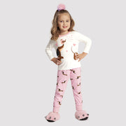 Pijama Infantil Alakazoo Manga Longa Brilha no Escuro Star Dogs Rosa - pijama na menina