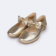 Sapato Infantil Pampili Angel com Laço Removível Dourado - frente da sapatilha infantil dourada