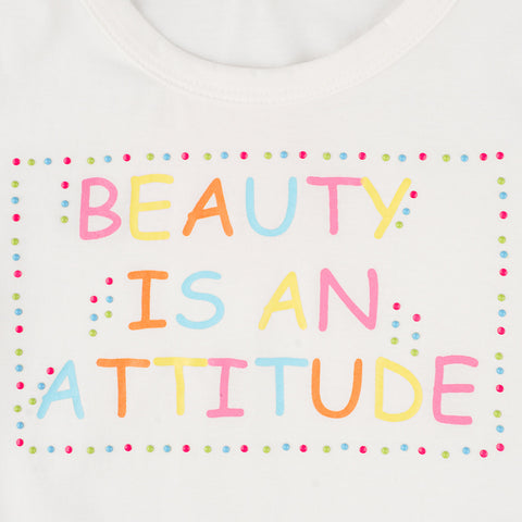 Camiseta Infantil Feminina Pampili Attitude Tachas Coloridas Off White  - estampa e tachas coloridas 