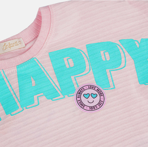 Conjunto Infantil Infanti Emoji Be Happy - detahe da camiseta