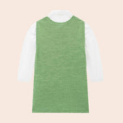 Conjunto Infantil Infanti Vestido e Camisa Tricot Verde e Branco - costas no conjunto infantil