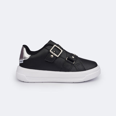 Tênis Infantil Feminino Pampili XP 21 Rocker Preto - lateral tênis  feminino preto