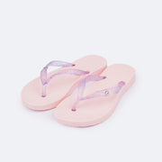 Chinelo Infantil Pampili Love Eco Amigável Rosa Glace - frente do chinelo com correia transparente