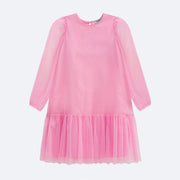 Vestido de Festa Infantil Kukiê Tule Brilho Rosa - frente vestido infantil tule