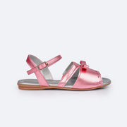 Sandália Infantil Pampili Aurora Laço Fino Rosa Claro - lateral com fivela sem pino