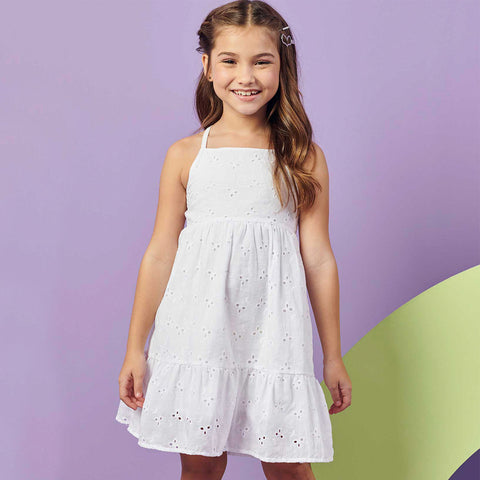 Vestido Infantil Infanti Laise Branco - vestido na menina
