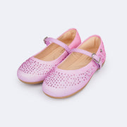 Sapatilha Infantil Pampili Bailarina Glitter e Strass Degradê Lilás Rosa Bale - frente da sapatilha infantil rosa