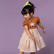 Vestido Infantil Bambollina Vichy Caramelo - frente do vestido infantil