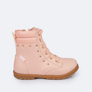 Bota Infantil Feminina Pampili Rubi Tachas Rosa - lateral da bota infantil feminina