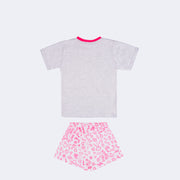 Pijama Kids Cara de Criança Brilha no Escuro Canetinhas Mescla e Branco - 4 a 8 Anos - costas da camiseta infantil