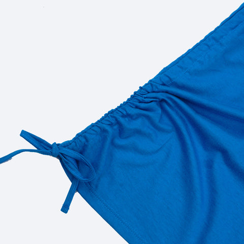 Vestido Infantil Vallen Malha Oversized Azul - detalhe na lateral para amarração