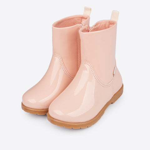 Bota Infantil Feminina Pampili Rubi Verniz Rosa Novo - frente bota galocha infantil