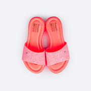 Chinelo Infantil Feminino Pampili Candy Glitter Coral Luz - parte superior da palmilha confortável