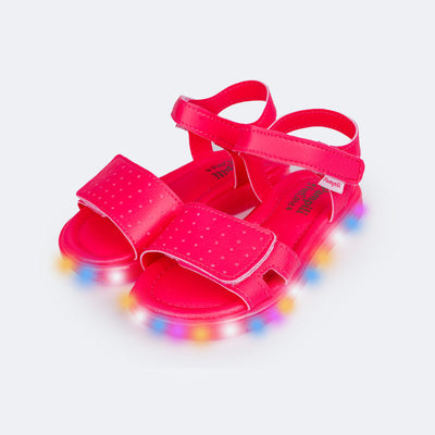 Sandália de Led Infantil Pampili Lulli Calce Fácil Pink - sandália infantil com led aceso