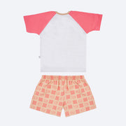 Pijama Infantil Cara de Criança Hamster Branco e Rosa - costas do pijama infantil