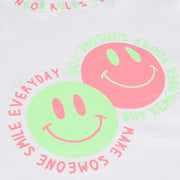 Camiseta Infantil Vic&Vicky Over Emoji Neon Branca - estampa traseira neon