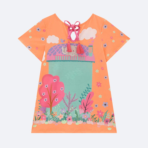 Vestido de Bebê Kukiê Animais Laranja - costas do vestido infantil