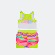 Conjunto Fitness Kids Mon Sucré Top Regata Neon Colorido - costas