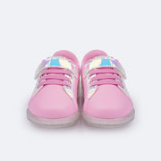 Tênis de Led Infantil Pampili Sneaker Seja Luz Glitter Strass Rosa Bale - frente tênis infantil feminino