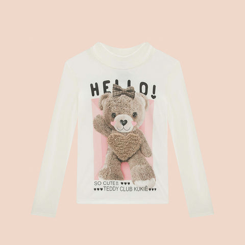 Blusa Infantil Kukiê Ursa com Pelúcia Off White - frente blusa manga longa infantil