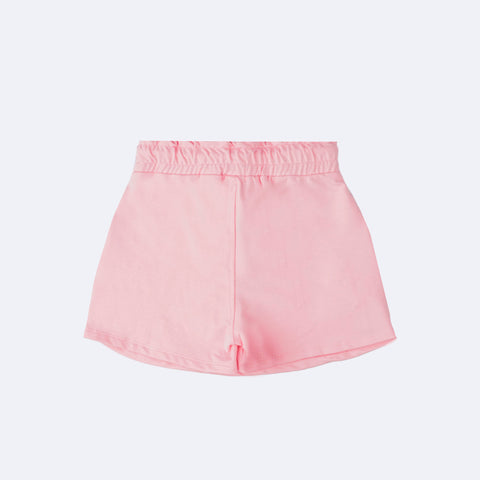 Short Saia Infantil Infanti Strass e Pérolas Rosa Claro - traseira do short infantil feminino