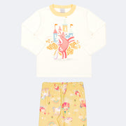 Pijama Infantil Alakazoo Brilha no Escuro Moletom Mundo Mágico Amarelo - estampa lúdica pijama