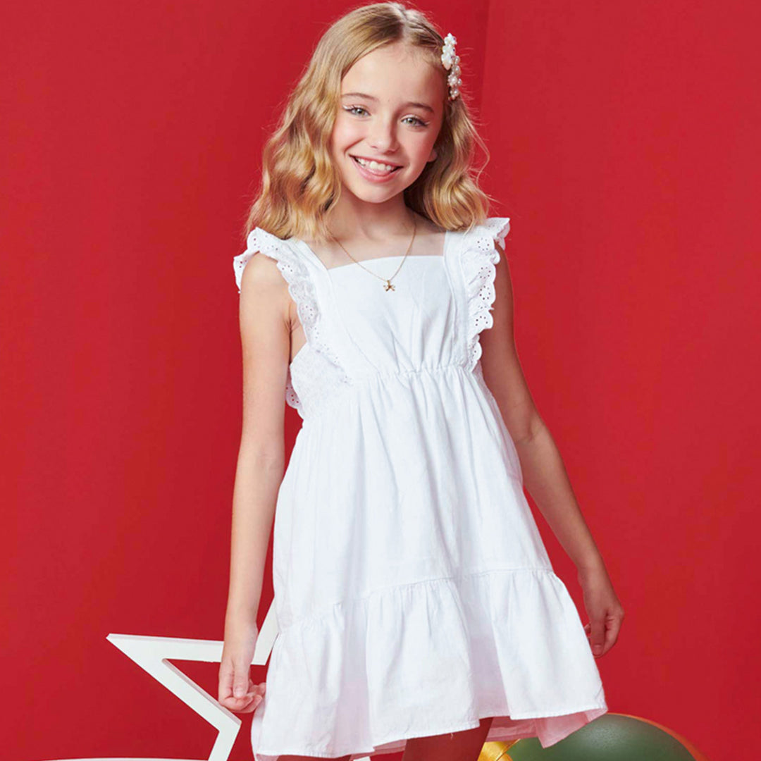 Vestido Laise Vestido Branco Simples Infantil Vestido Infantil