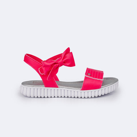 Sandália Papete Infantil Candy com Laço Pink  - lateral da sandália infantil feminina
