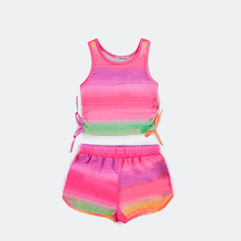 Conjunto Kids Fitness Mon Sucré Top Regata Degradê Colorido - frente