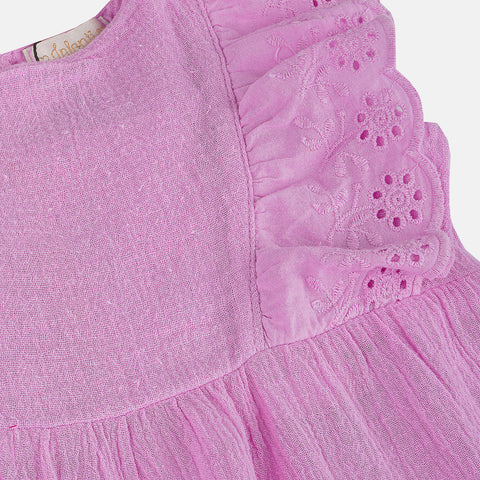Vestido de Bebê Infanti Renda e Babado Rosa - detalhe de renda babado na lateral