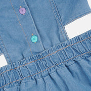 Macaquinho Curto Jeans Kukiê com Botões Coloridos Azul - Cintura