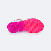 Sandália Papete Infantil Candy Glitter e Strass Branca e Pink - sola antiderrapante