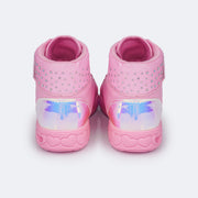 Tênis de Led Cano Médio Infantil Pampili Sneaker Luz Holográfico Rosa Bale - traseira holográfica