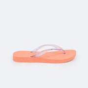 Chinelo Infantil Pampili Love Eco Amigável Laranja Toffe - lateral do chinelo menina