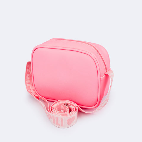 Bolsa Infantil Pampili Glitter Degradê Rosa Neon - traseira bolsa infantil rosa