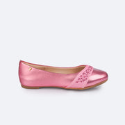 Sapatilha Infantil Pampili Super Fofura com Strass Rosa Claro - lateral da sapatilha rosa