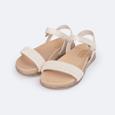 Sandália Papete Infantil Fly Elástico Comfy Off White- sandália papete feminina