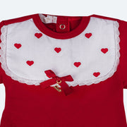Saída de Maternidade Roana Macacão e Manta Coração Vermelho - macacão vermelho bordado