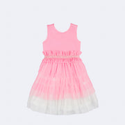 Vestido de Festa Petit Cherie Candy com Tule Babados Strass Rosa - 1 a 6 Anos - frente do vestido de tule