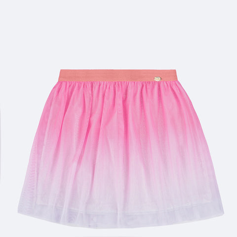 Saia de Tule Pampili Lurex Degradê Rosa e Branco - frente da saia de tule degradê