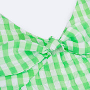Vestido Pré-Adolescente Bambollina Xadrez Três Marias com Laço Verde e Branco - 8 a 12 Anos - laço frontal do vestido