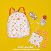 Mochila para Bebê Estampa Laranja Branca.