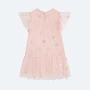 Vestido de Tule Infantil Infanti Paetê Rosa Clean - costas do vestido infantil rosa