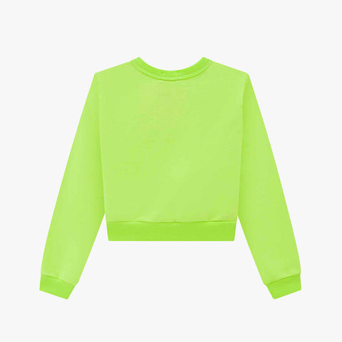 Blusa Infantil Vic&Vicky Moletom Have a Nice Day Verde Neon - costas da blusa de frio