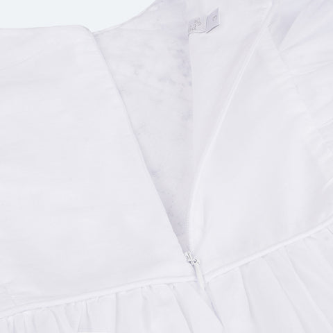 Vestido de Bebê Roana com Bordado Branco - abertura nas costas
