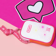 Bolsa Infantil com Led Feminina Pampilist Branca e Pink Fluor.