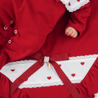 Saída de Maternidade Roana Macacão e Manta Coração Vermelho - saida de maternidade vermelha