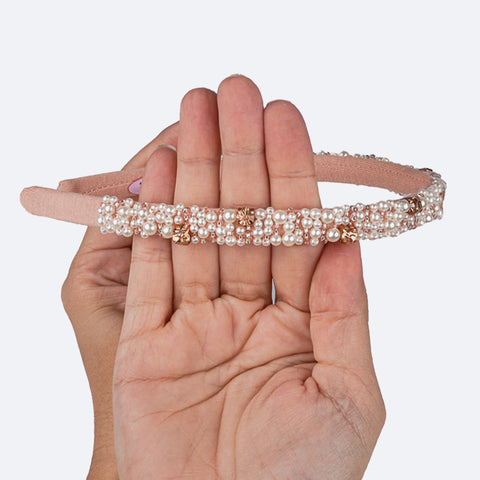 Tiara Infantil Pampili Pérolas e Strass Rosa.