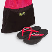 Chinelo Infantil Pampili Likes Love Pink e Preto - Ganhe Mochila Saco.