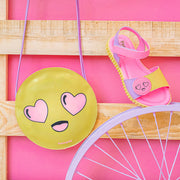 Sandália Papete Infantil Candy Emoji Amarelo e Rosa Neon - sandália e bolsa infantil